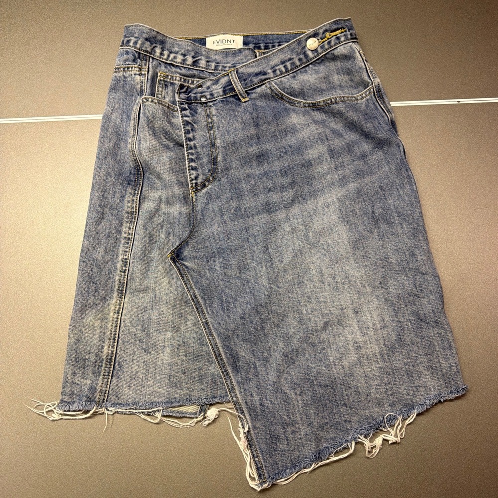 Evidnt Los Angeles Reconstructed Asymmetric Wrap Skirt‎ 26 Denim Jean Rowena
